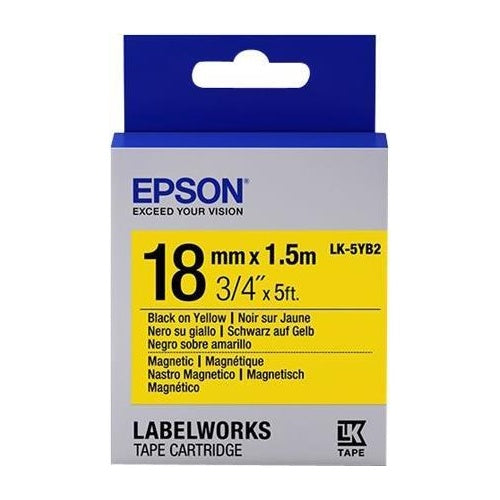 Epson LabelWorks LK-5YB2 - Schwarz auf Weiß - Rolle (1,8 cm x 1,5 m) 1 Rolle(n) magnetische Etiketten - für LabelWorks LW-K400, LW-K400VP, LW-Z700FK (C53S655017) afbeelding 1