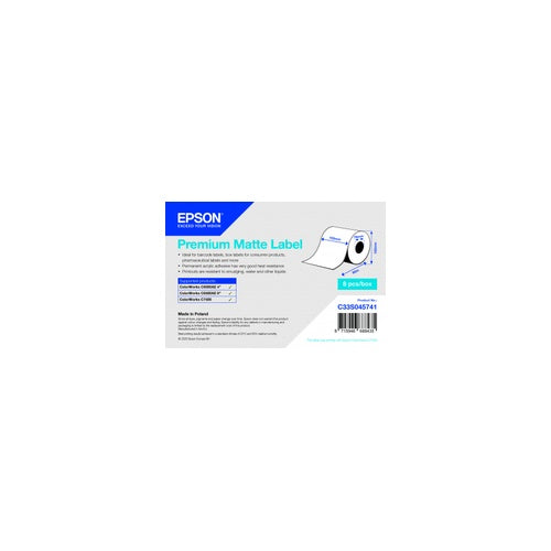 Epson Premium - Matt - permanenter Acrylklebstoff - Rolle (10,2 cm x 60 m) 8 Rolle(n) Endlosetiketten - für ColorWorks CW-C6000Ae, CW-C6500Ae, CW-C6500Pe, TM-C7500, TM-C7500G afbeelding 1