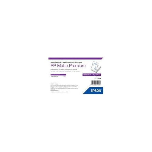 Epson Premium - Polypropylen (PP) - matt - permanenter Acrylklebstoff - 203 x 152 mm 1000 Etikett(en) (1 Bogen x 1000) Box - gestanzte Etiketten mit Ritzel (7113416) afbeelding 1