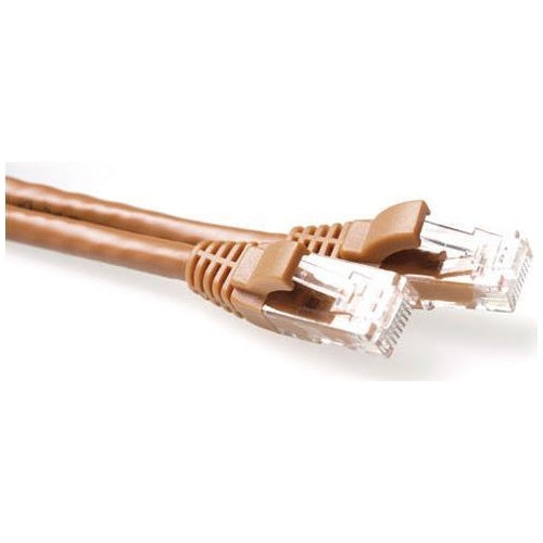 ACT Brown 15 meter U/UTP CAT6A patch cable snagless with RJ45 connectors. Cat6a u/utp snagless bn 15.00m (IB2215) afbeelding 1