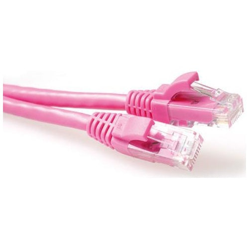 ACT Pink 20 meter U/UTP CAT6A patch cable snagless with RJ45 connectors. Cat6a u/utp snagless pk 20.00m (IB2420) afbeelding 1