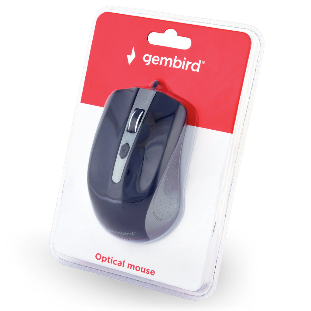 Gembird GmbH Wired Optical Mouse Anthracite/Black 4b-01 - 800/1000/1200 DPI