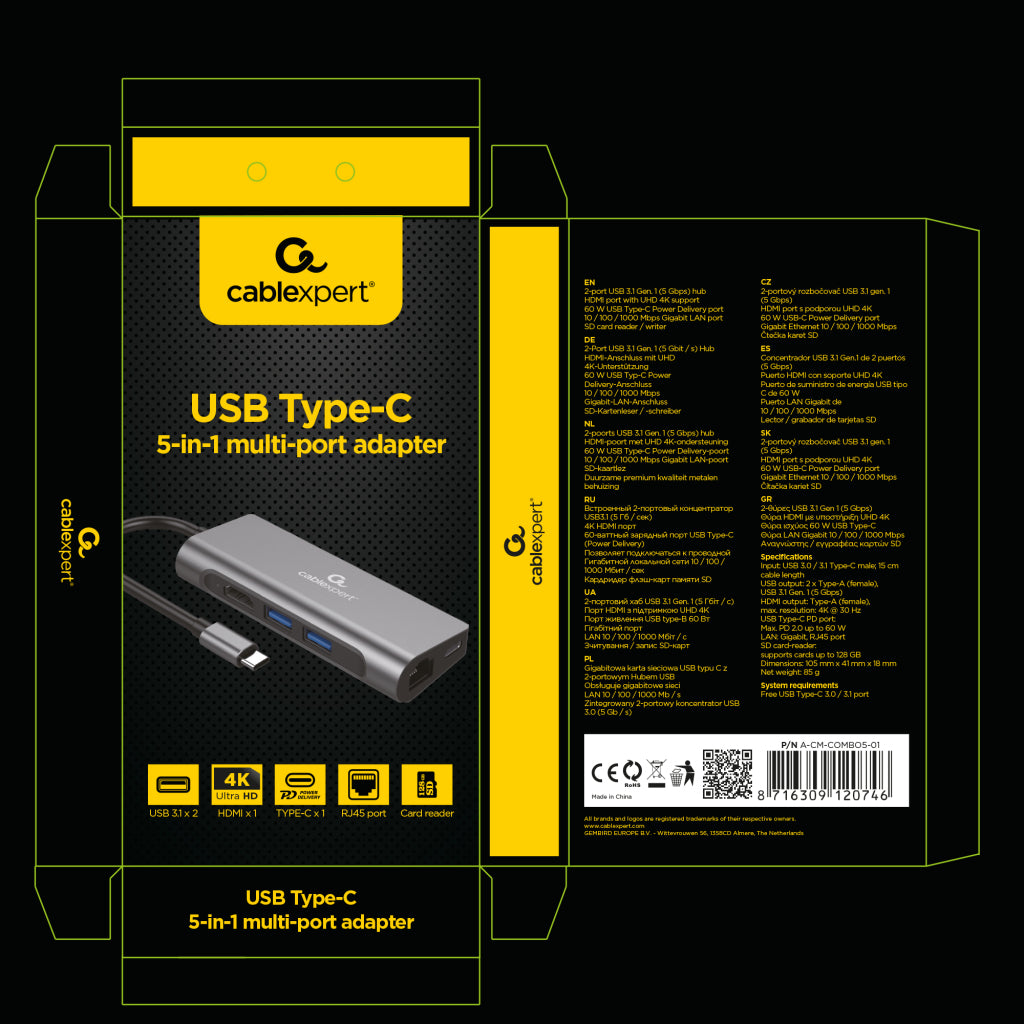 Cablexpert Gmb USB-C Multi-port 5-in-1 Adapter