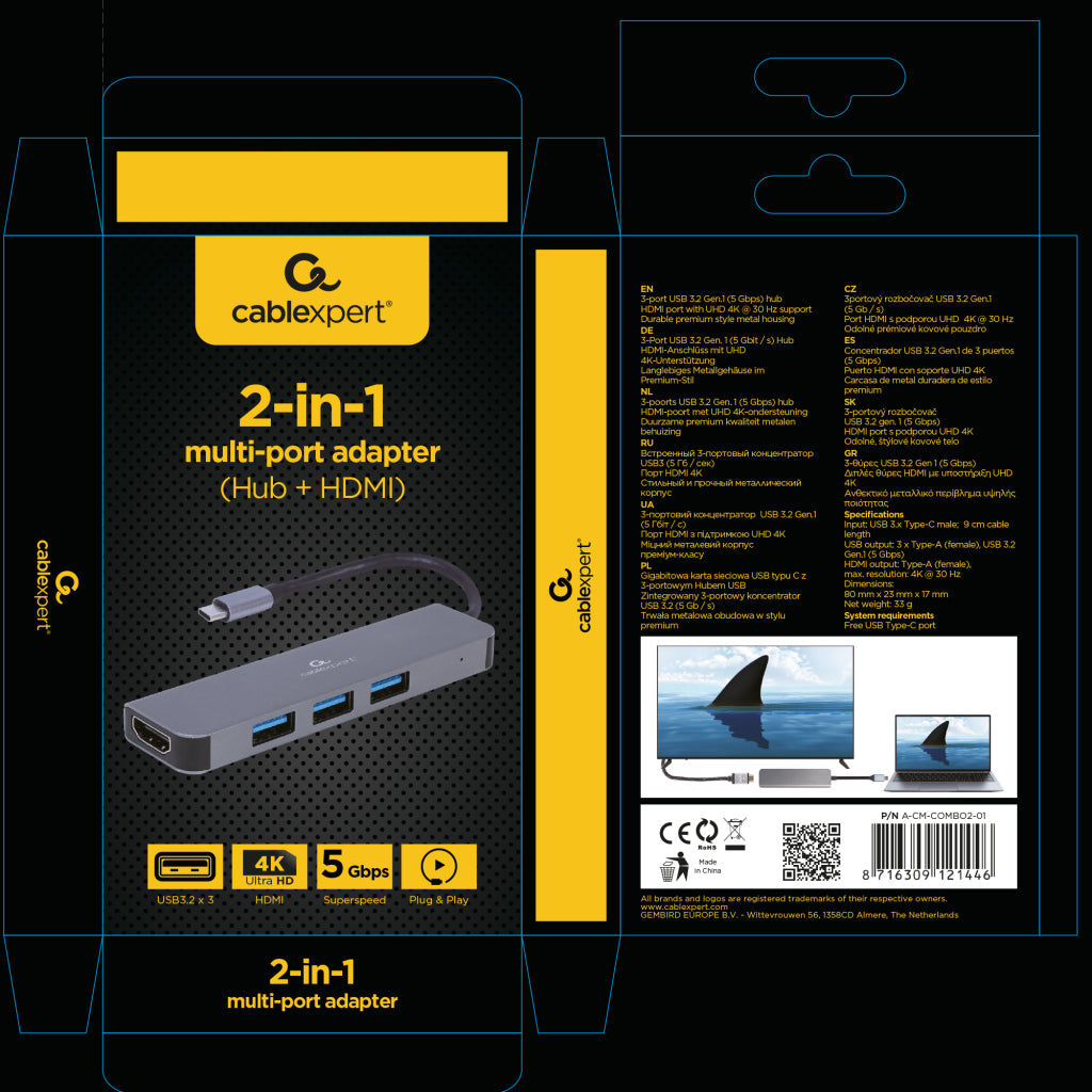 Cablexpert Gmb USB-C Multi-port 2-in-1 Adapter