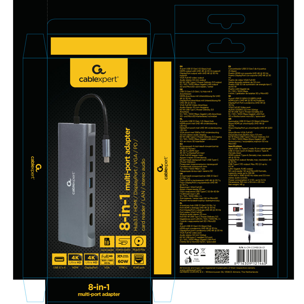Cablexpert Gmb USB-C Multi-port 8-in-1 Adapter