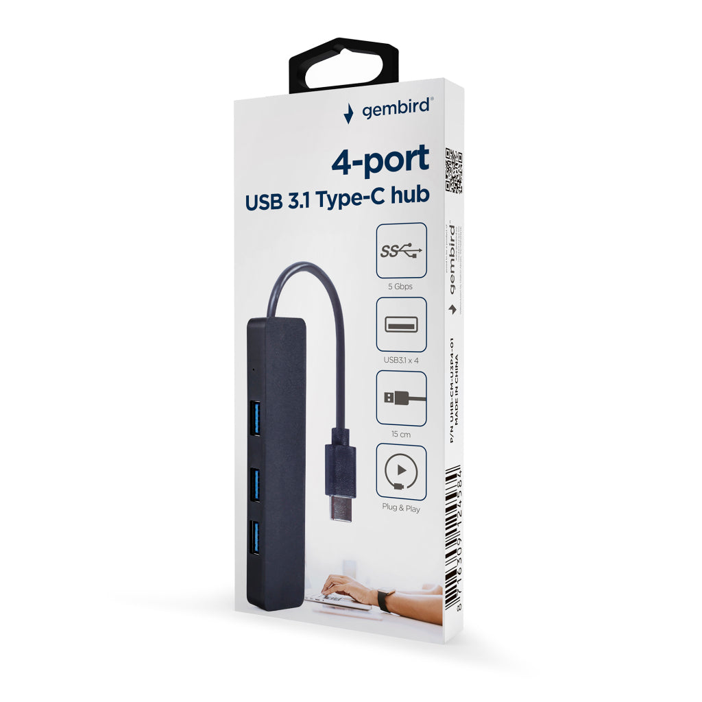 Gembird Gmb Hub USB-C 4-Port U3P4-01 - Black
