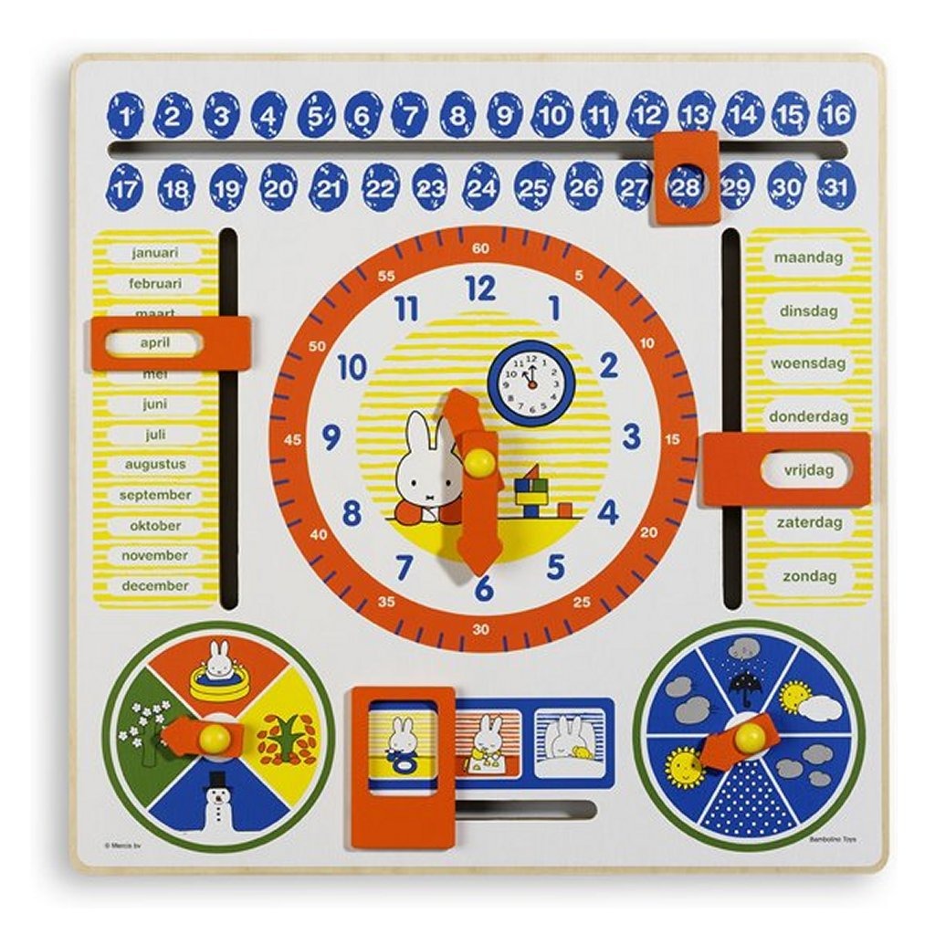 Miffy Wooden Calendar Clock 30 cm