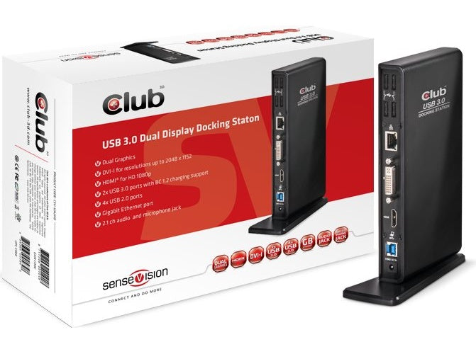 Club 3D Club3D SenseVision USB3.0 Dual Display Docking Station - USB-Docking-Station (CSV-3242HD) afbeelding 1