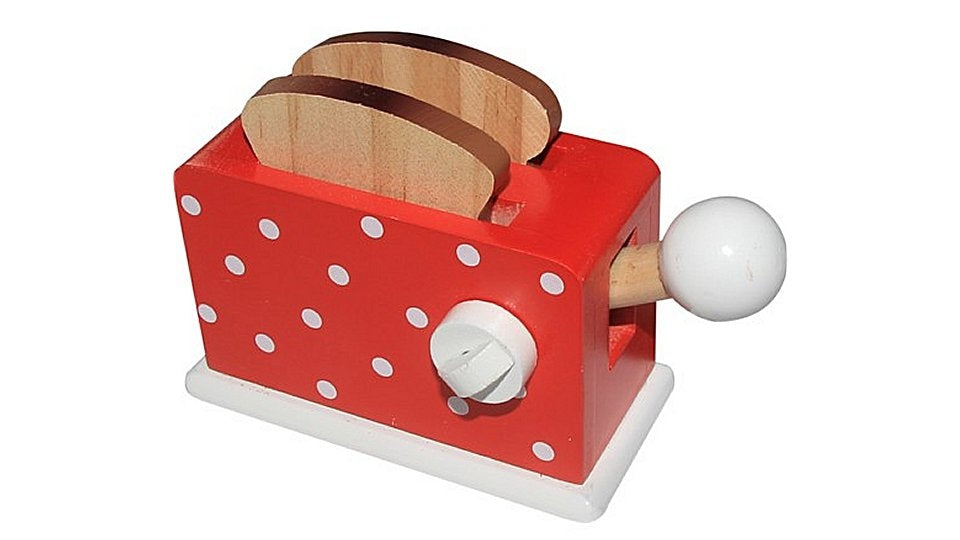 Simply for Kids Wooden Toaster with Bread Red - Fun Play Kitchen Toy