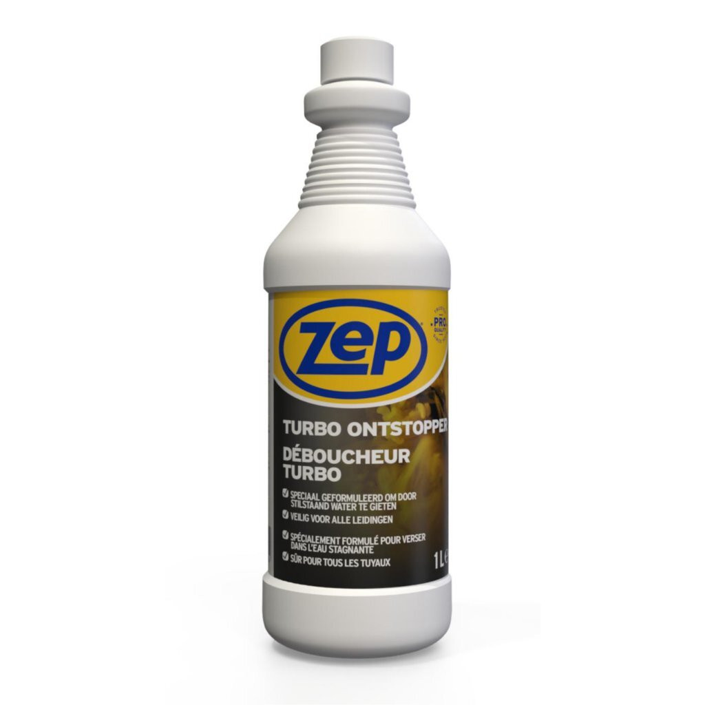 Zep Turbo Drain Cleaner 1 L - Powerful Drain Cleaner for Stubborn Blockages