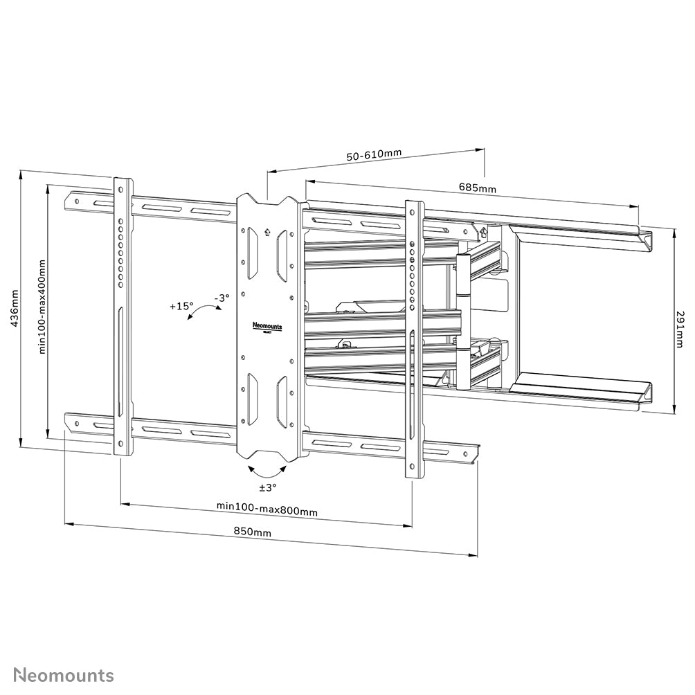 Neomounts WL40S-850BL18 Full Motion Wall Mount for Screens up to 86 Inches Black