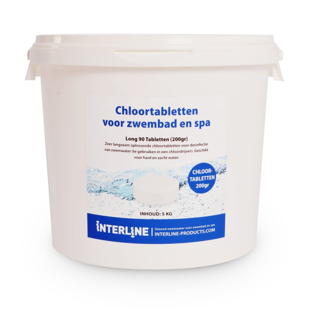 Interline Swimming Pool Long 90 Chlorine Tablets 200 g 5 kg - For Hard and Soft Water