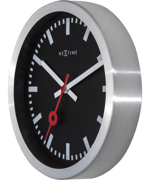 NeXtime NE-3998STZW Wandklok 'Station' &Oslash;19 Cm, Geborsteld Aluminium Zwart afbeelding 3