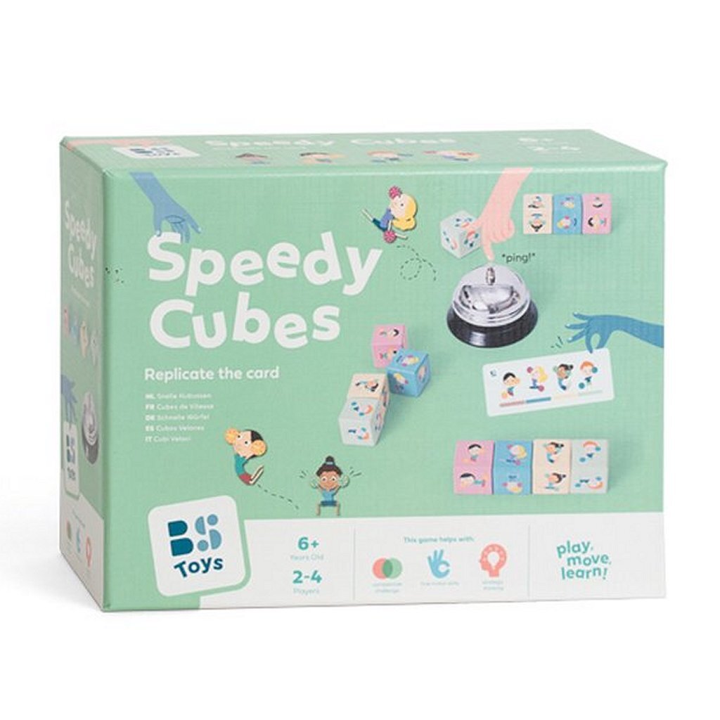 BS Toys Speedy Cubes - Wooden Puzzle Game - Fast Cube Rotation Challenge