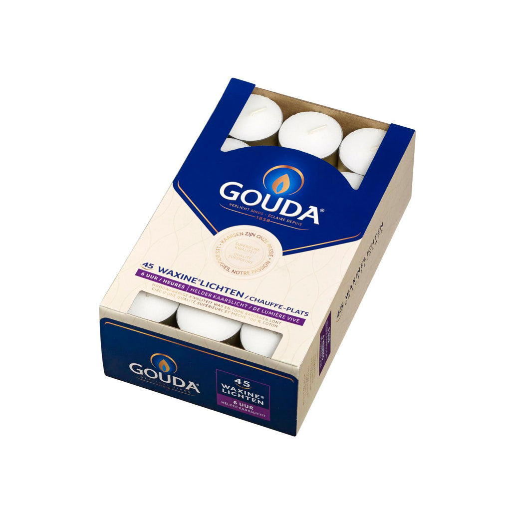 Gouda Tea Lights 45 Pieces White