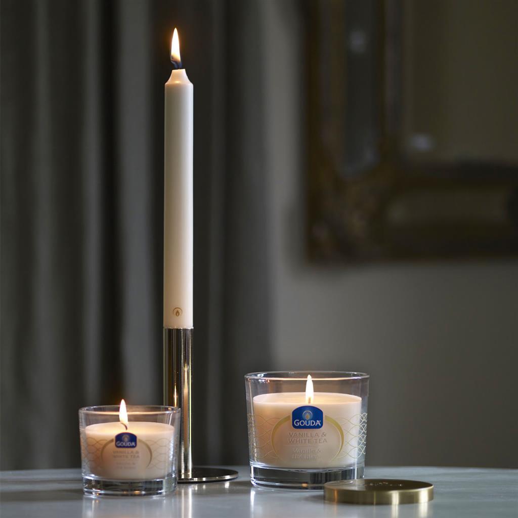 Gouda Crown Candles 24x2.4 cm 8 Pieces White