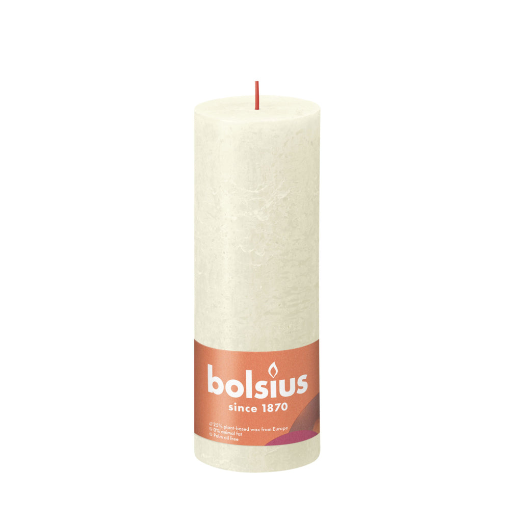 Bolsius Rustic Pillar Candle - 19x6.8 cm - Soft Pearl - 85 Burning Hours