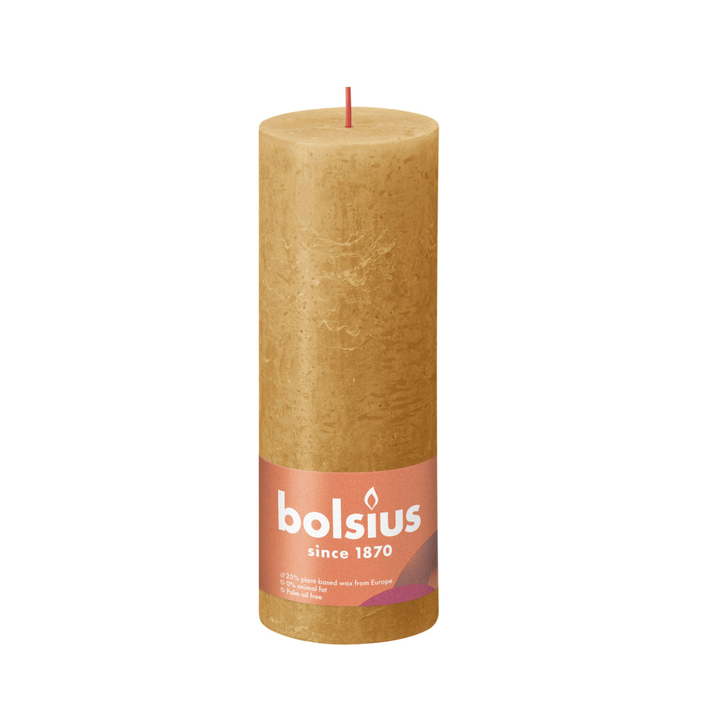 Bolsius Rustic Pillar Candle - 19x6.8 cm - Honey - 85 Burning Hours