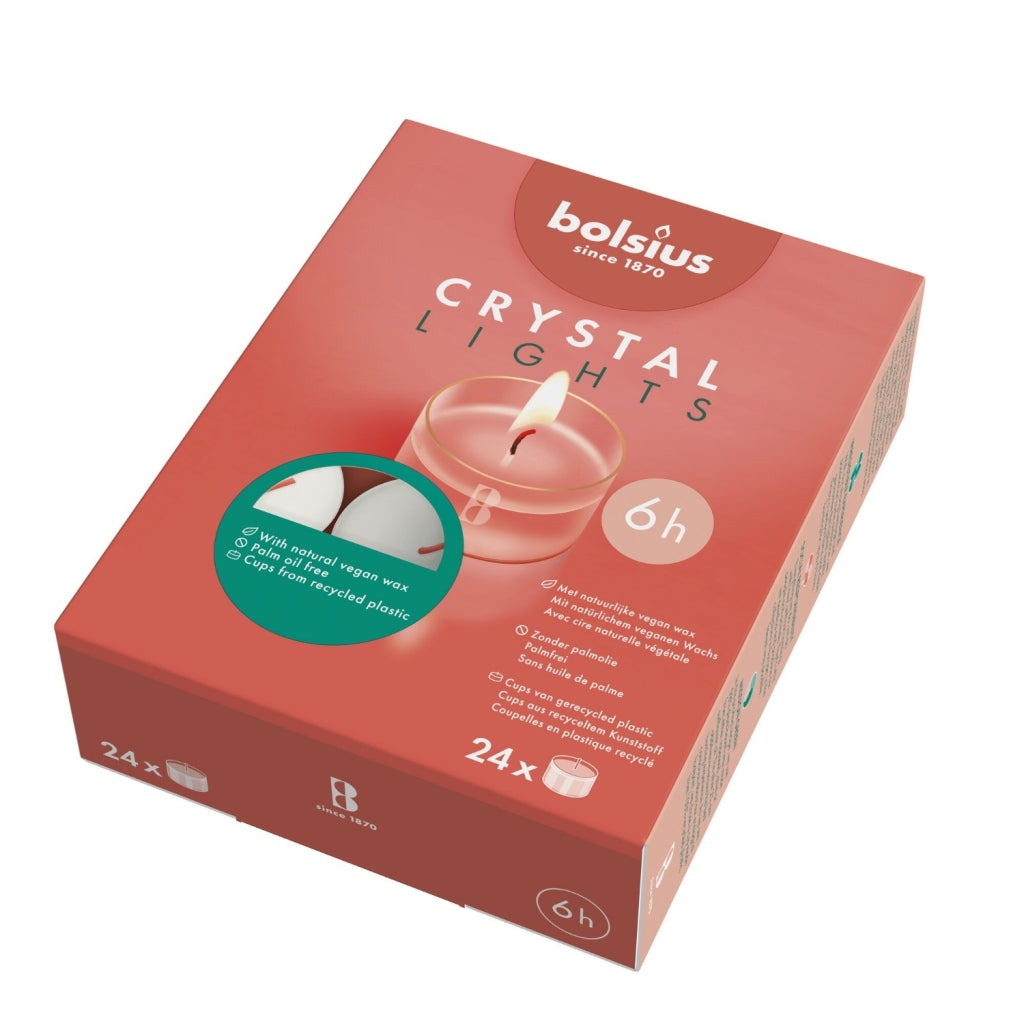Bolsius Clear Cup Tea Lights - 24 Pieces