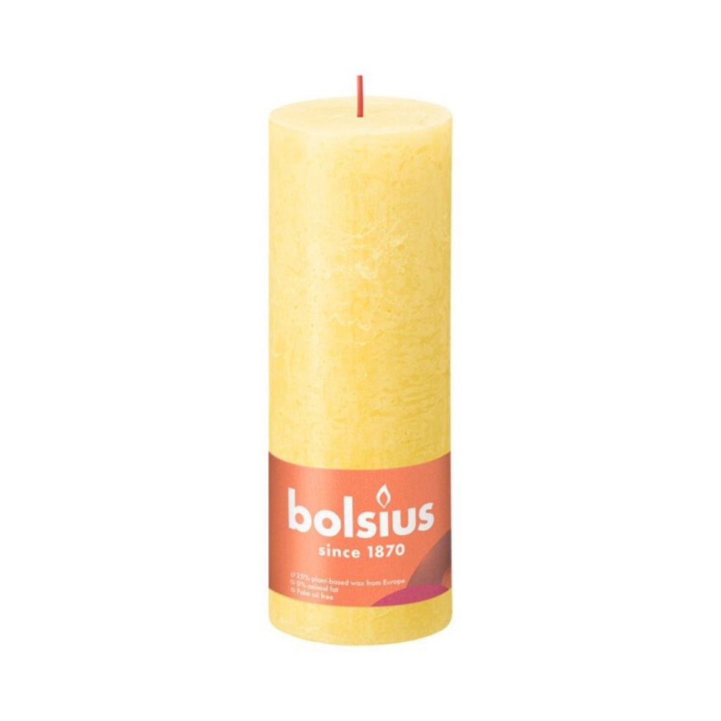 Bolsius Rustic Pillar Candle 19x6.8 cm Sunny Yellow