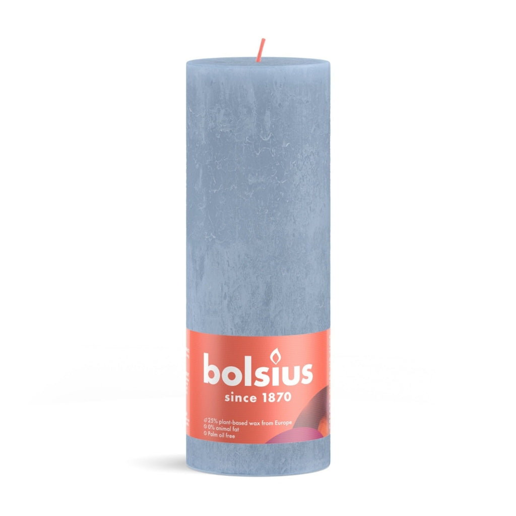 Bolsius Rustic Pillar Candle 19x6.8 cm Sky Blue
