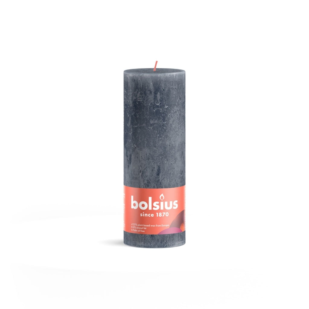 Bolsius Rustic Pillar Candle 19x6.8 cm Blue Slate