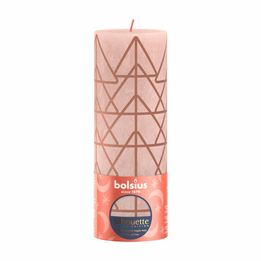 Bolsius Rustic Pillar Candle 19x6.8 cm Misty Pink With Print