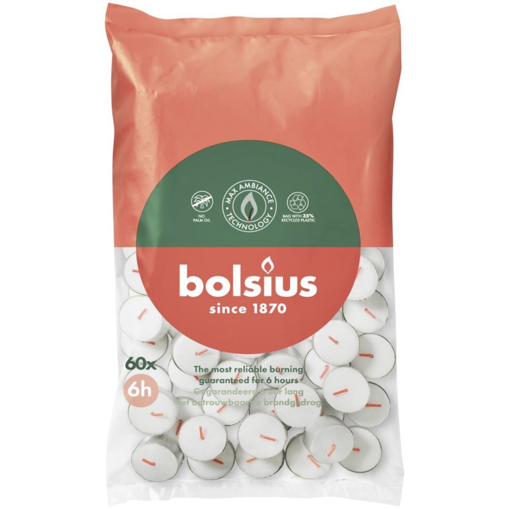 Bolsius Tea Lights 60 Pieces White