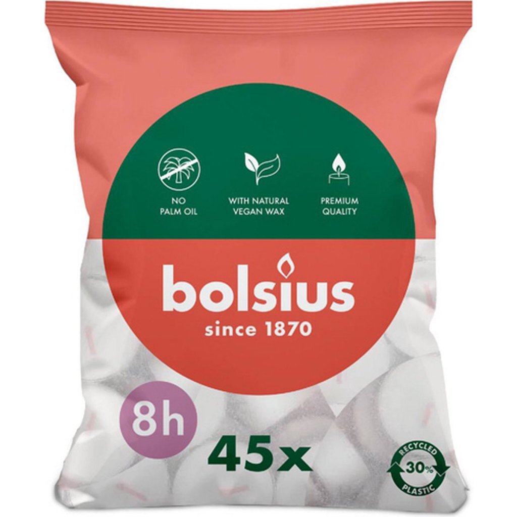 Bolsius Tea Lights 45 Pieces White