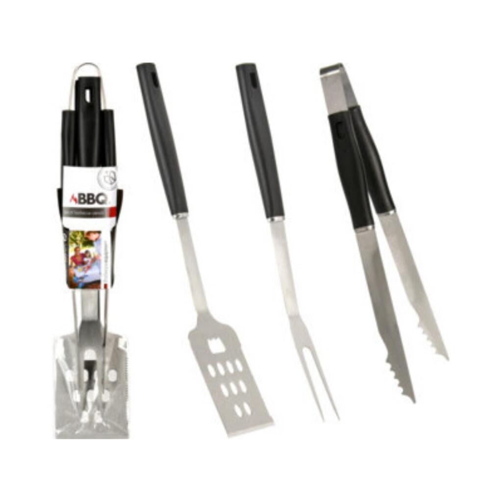 3-Piece Stainless Steel BBQ Tool Set
