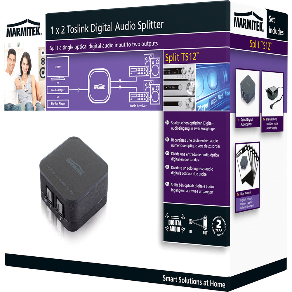 Marmitek Split TS12 Toslink Digital Audio Splitter - 1 Input/ 2 Outputs