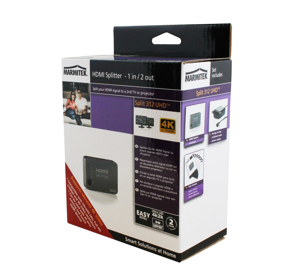 Marmitek Split 312 HDMI Splitter 4K UHD Support - 1 Input/ 2 Outputs