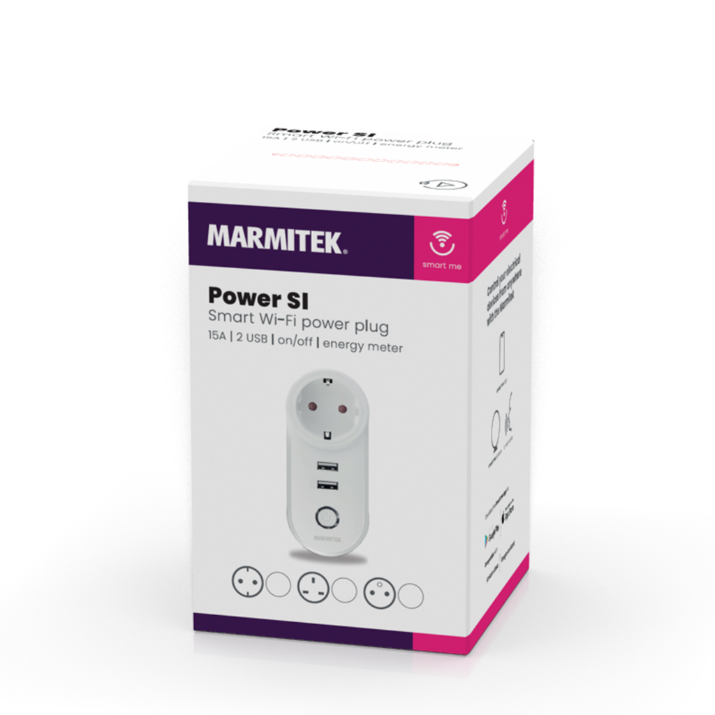 Marmitek Smart Wi-Fi Plug 15A with 2 USB Ports 2usb