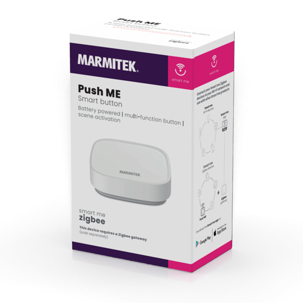 Marmitek Smart Zigbee Push-Me Button White - Requires Zigbee Gateway - Control Smart Me Products
