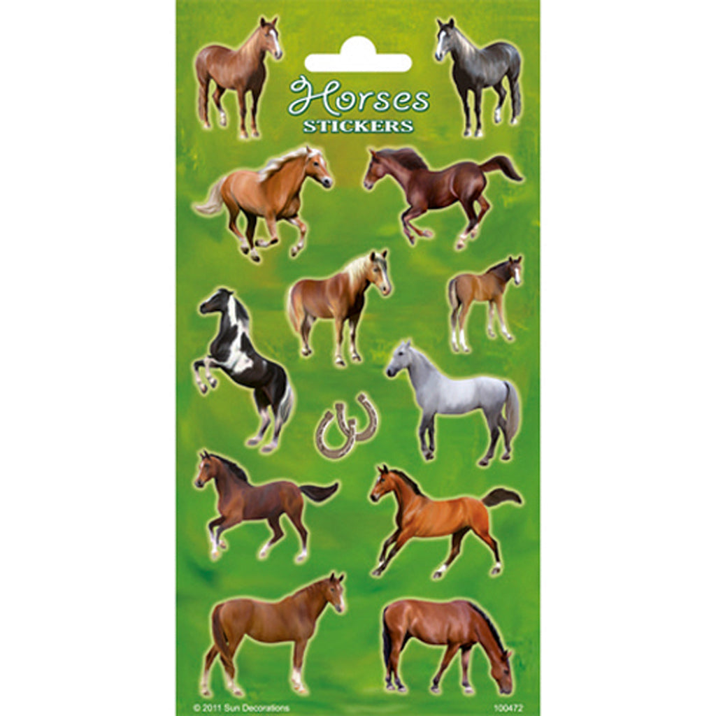 Horse Sticker Sheet, Box of 10 Pieces, 10 cm x 20 cm