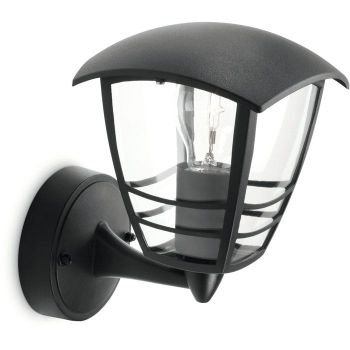 PHILIPS Outdoor Wall Light - Creek - Upward Facing - Black - IP44