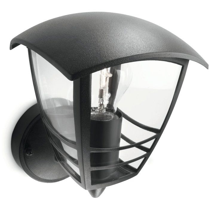 PHILIPS Outdoor Wall Light - Creek - Upward Facing - Black - IP44