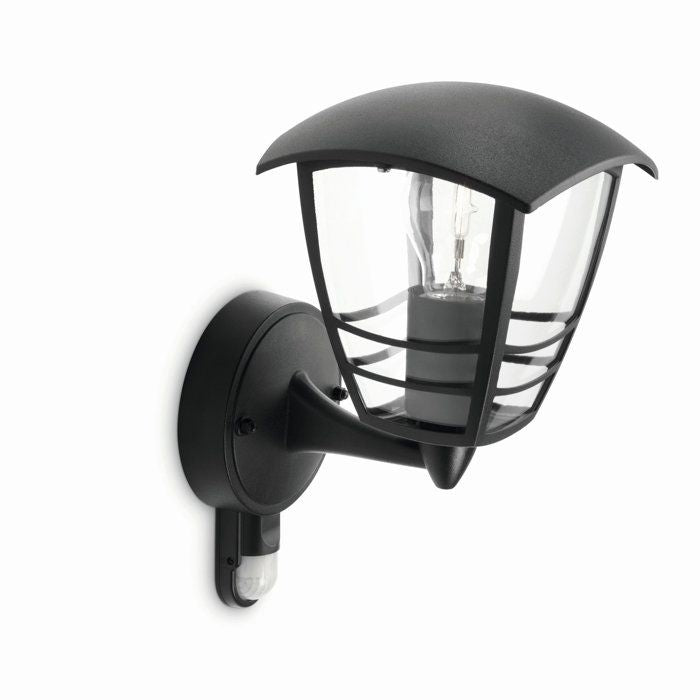 PHILIPS Rising Outdoor Wall Lamp with Metal Detector H25cm Black