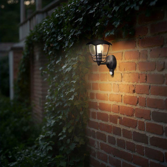 PHILIPS Rising Outdoor Wall Lamp with Metal Detector H25cm Black
