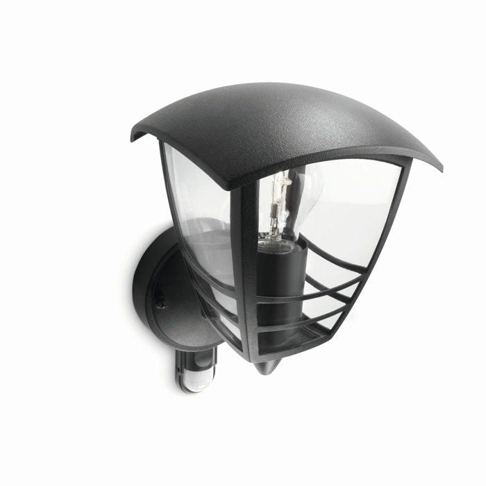 PHILIPS Rising Outdoor Wall Lamp with Metal Detector H25cm Black