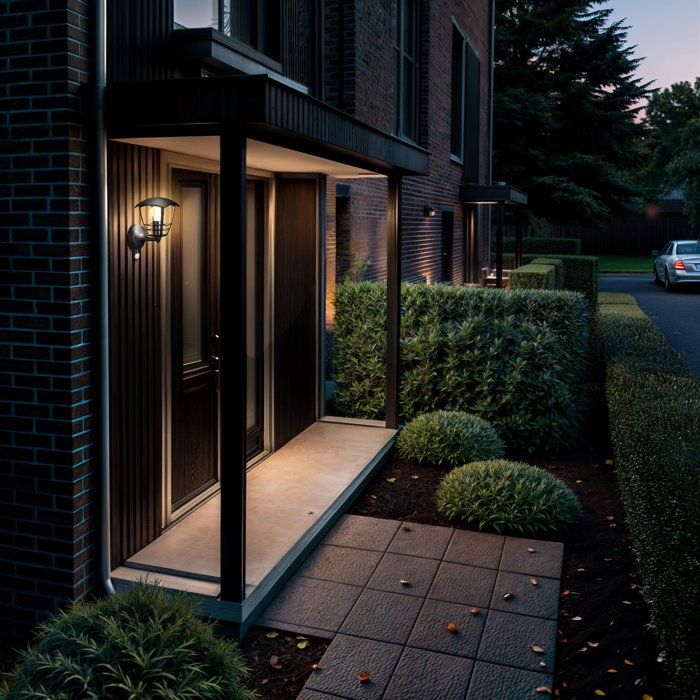 PHILIPS Rising Outdoor Wall Lamp with Metal Detector H25cm Black
