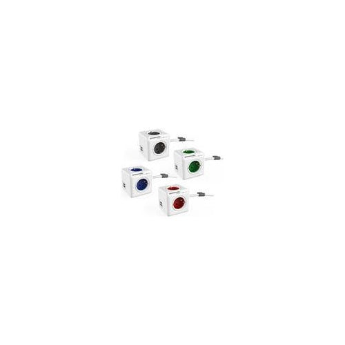 Allocacoc PowerCube extended usb - Stromverteilungseinheit - Wechselstrom 230 V - Eingabe, Eingang CEE 7/7 - Ausgangsanschlüsse: 6 (2 x USB, 4 x Stecker Typ F) - 1.5 m - Weiß/Grün afbeelding 1