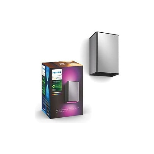 Philips Hue White and Color Ambiance LED Außenwandleuchte Resonate, dimmbar, bis zu 16 Millionen Farben, steuerbar via App, kompatibel mit Amazon Alexa (Echo, Echo Dot), silber (915005843001) afbeelding 1