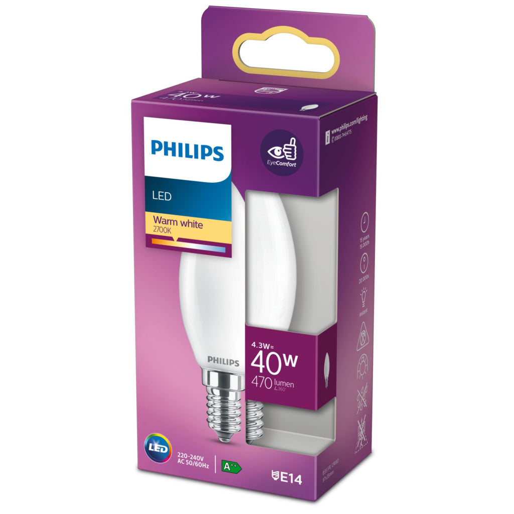 Philips LED Candle Bulb 40W E14 Warm White