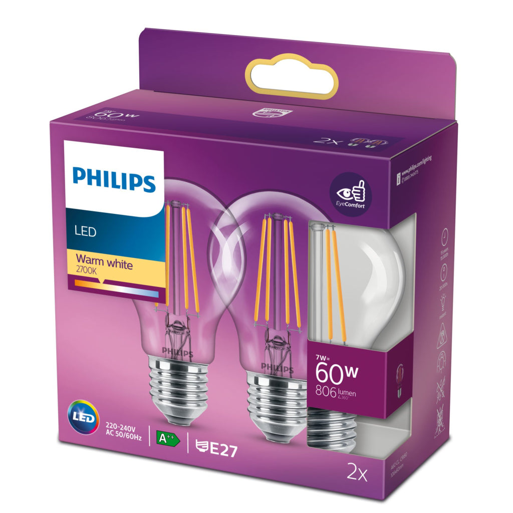 Philips LED Bulb 60W A60 E27 Warm White