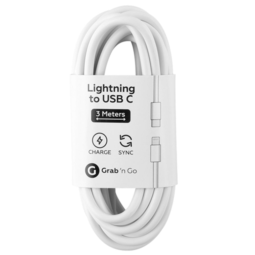 GrabNGo GNG USB-C to Lightning Cable 3 m White lightn.3m