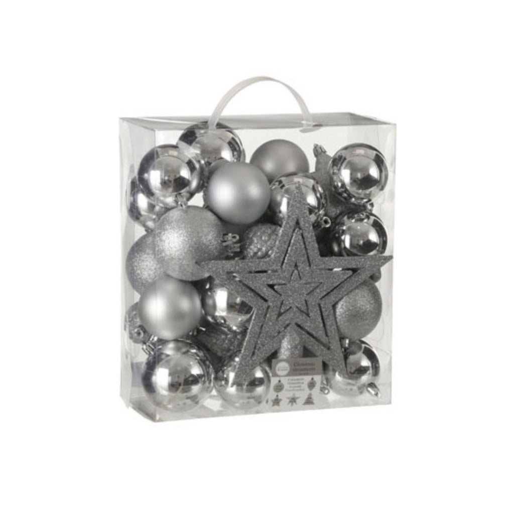 House of Seasons Christmas Tree Decoration Plastic Silver 40 Pieces