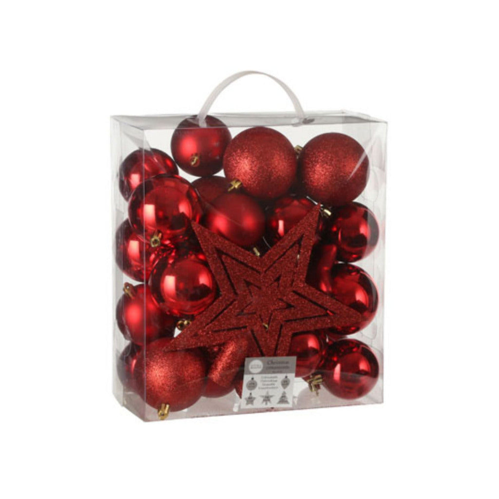 House of Seasons Christmas Tree Decoration Red 40 Pieces