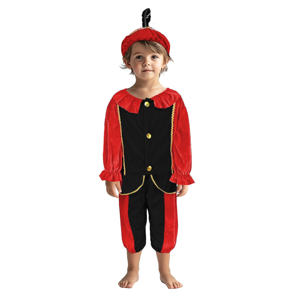 Black/Red Sinterklaas Helper Costume 110-116 cm