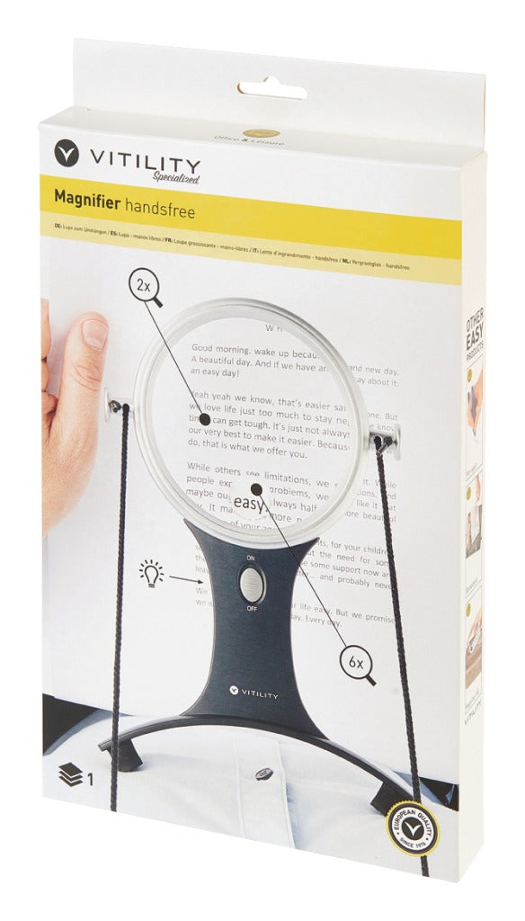 Vitility Hands-free Magnifying Glass with Light VIT-80410010 - Ideal for Reading